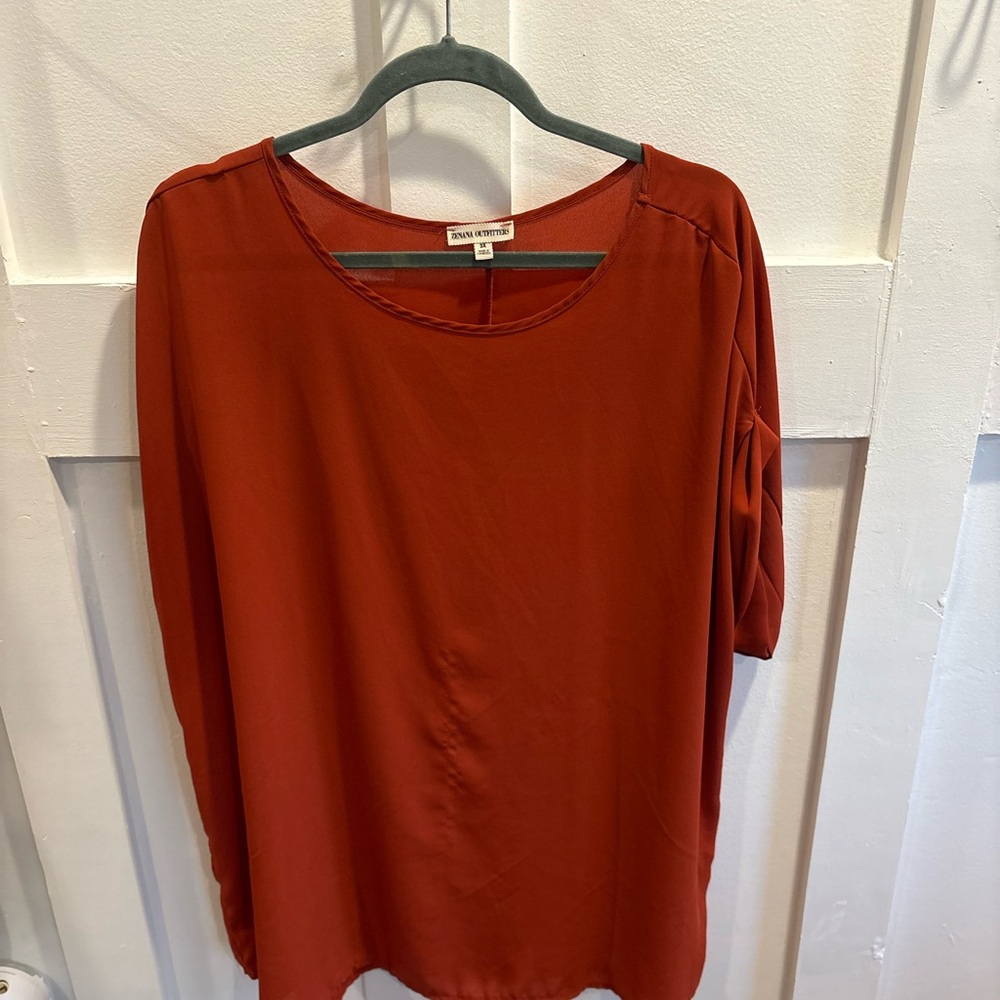Zenana Outfitters Rust Red Scoop Neck Tunic Top